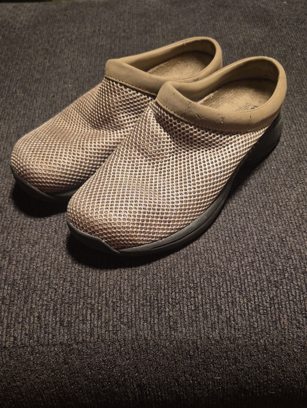 Merrell Slip-On Mesh Clogs in Taupe and Black